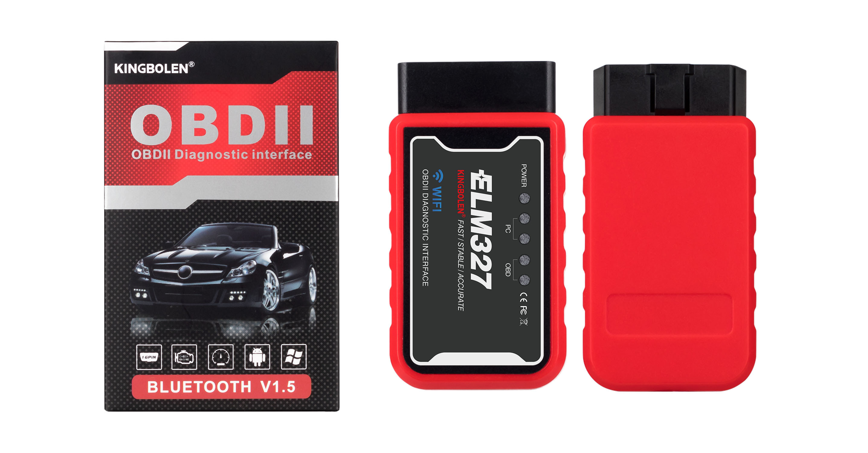 ELM327 V1.5 Bluetooth OBD2 Scanner (PIC25K80, Android)