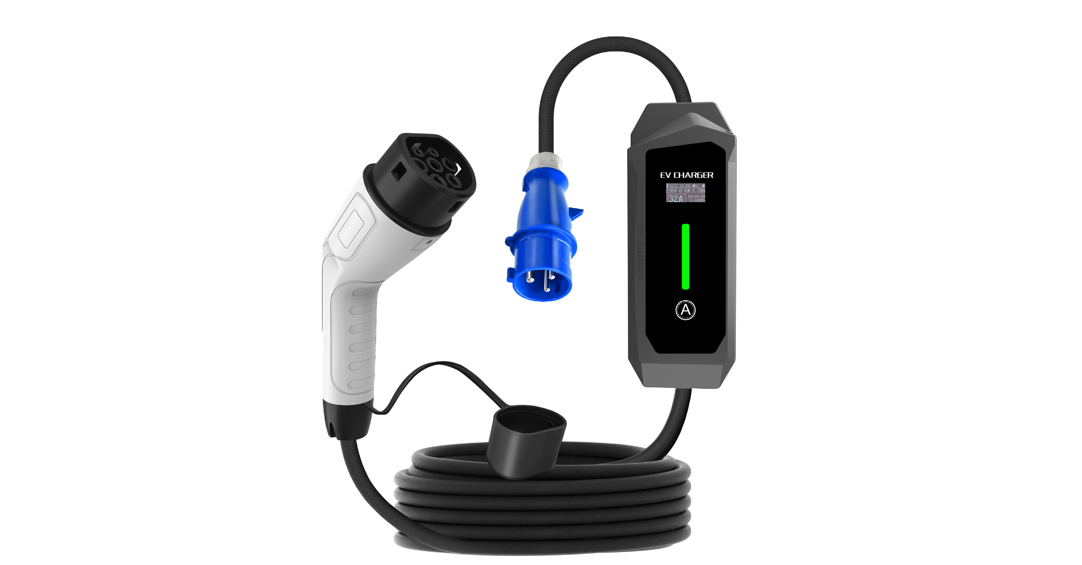Portable EV Charger 7kW — Type 2 to AU Plug, IP55, Logo Customisation