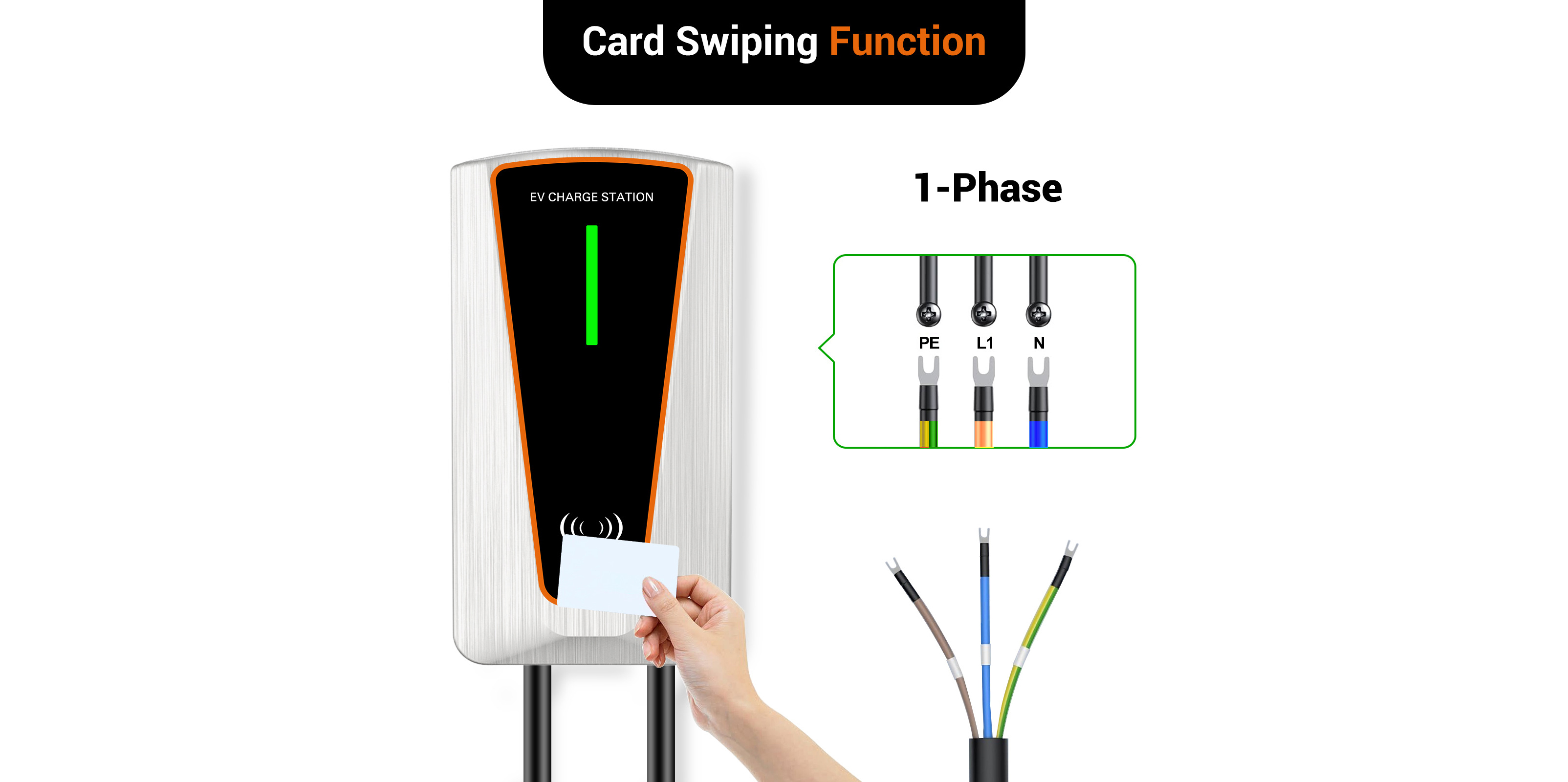 Smart Wall-Mount EV Charger 3.5kW — Scheduled Charging, 4-Stage Current, 3m