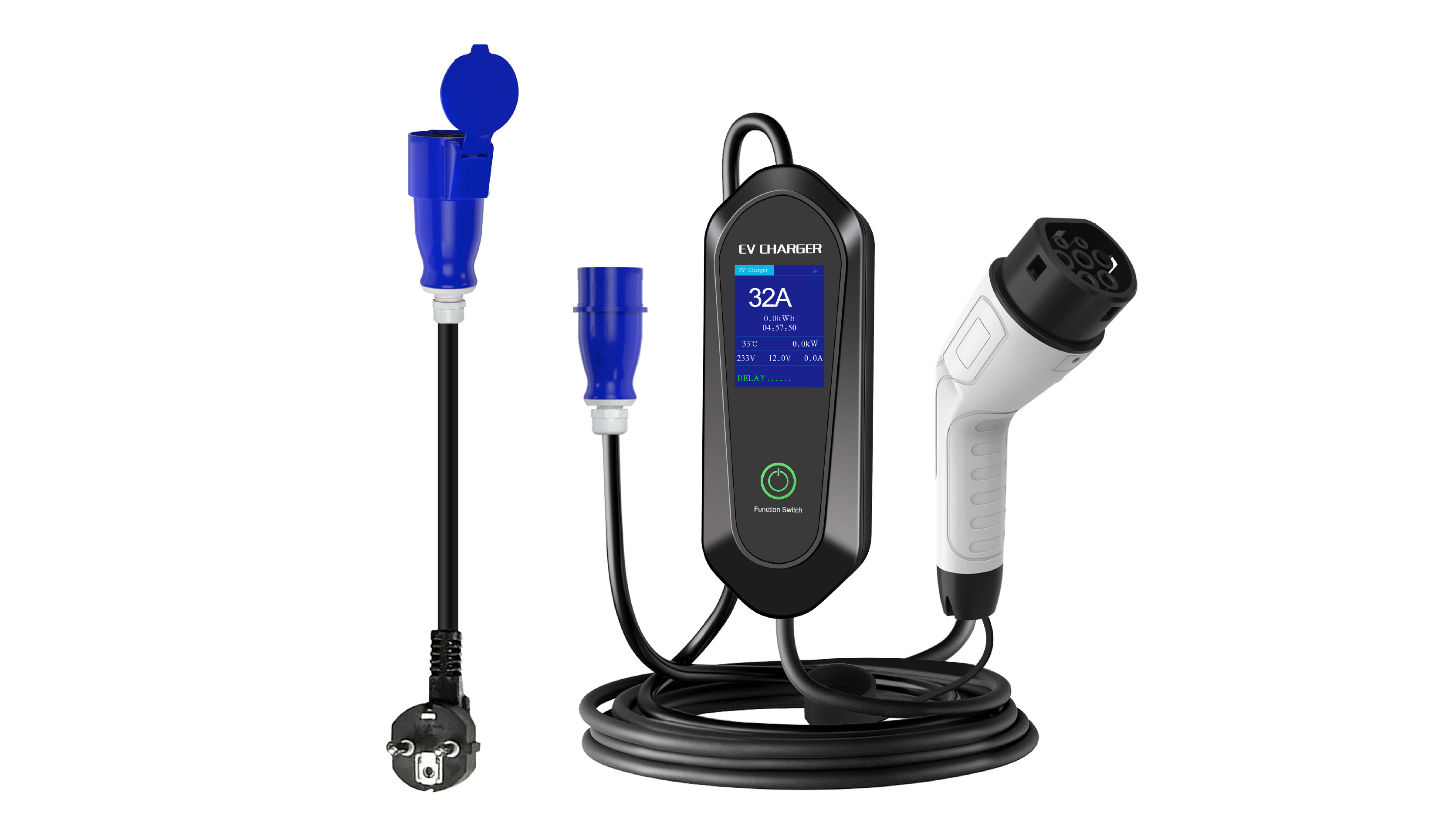 Portable EV Charger 7kW/3.5kW Adjustable — Type 2 to Brazil Plug (5m)