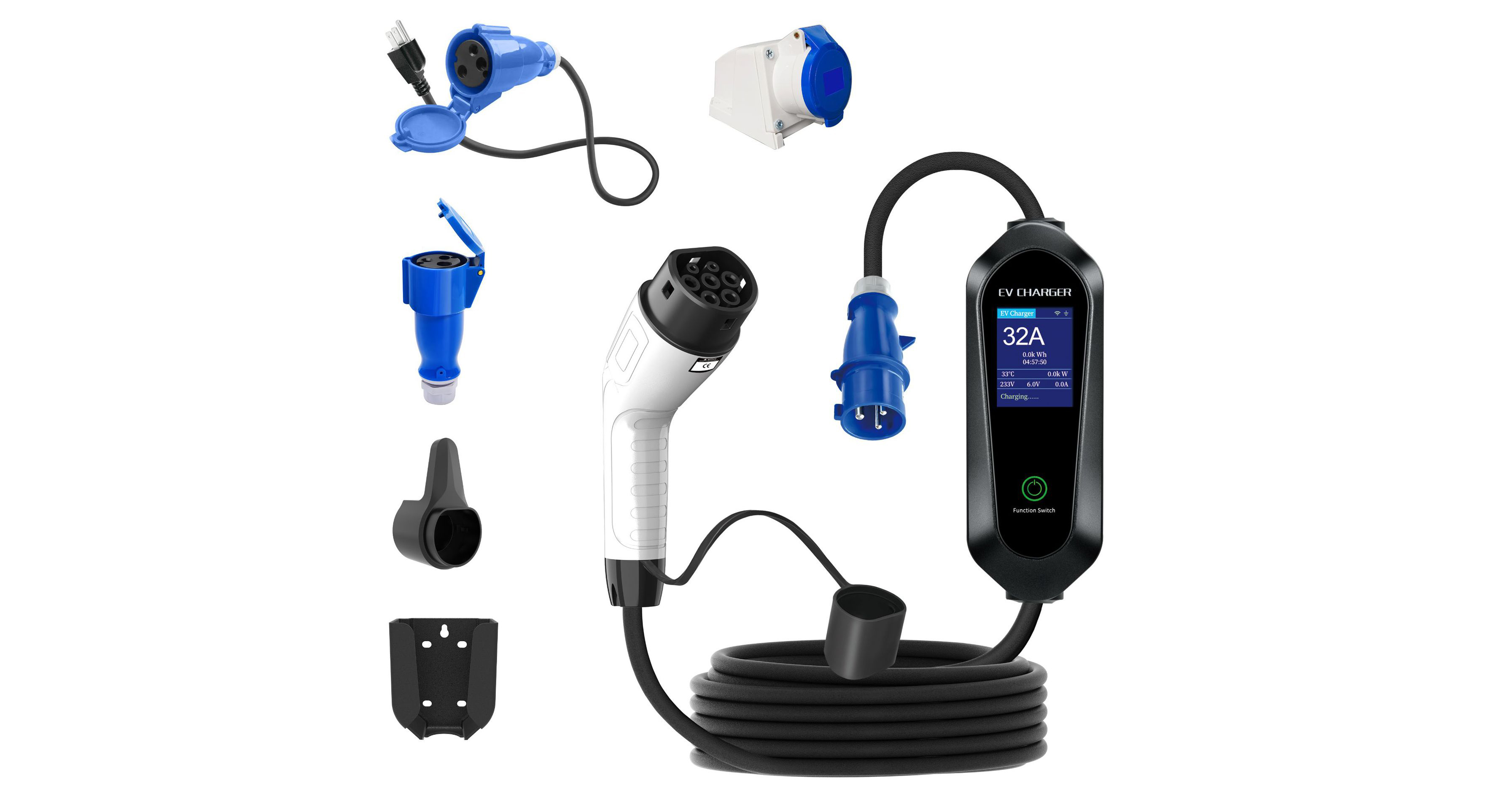Three-Phase Portable EV Charger 22kW — EU/US/CN Standard (5m)