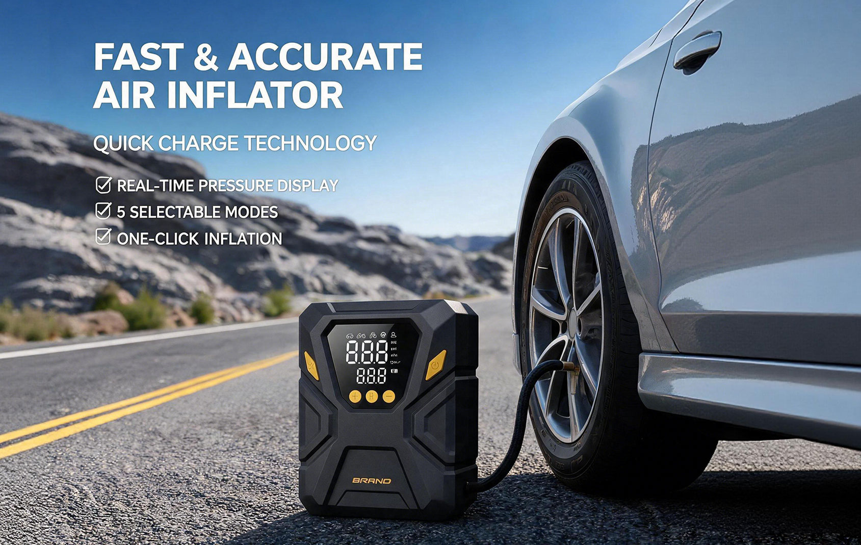 12V Digital Car Tire Inflator (22mm Cylinder)
