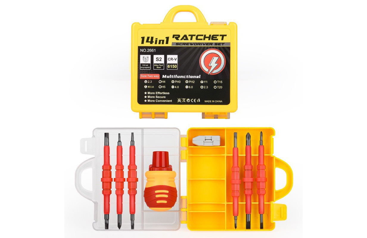 14-in-1 Insulated Ratchet Screwdriver Set (Dual-Head)